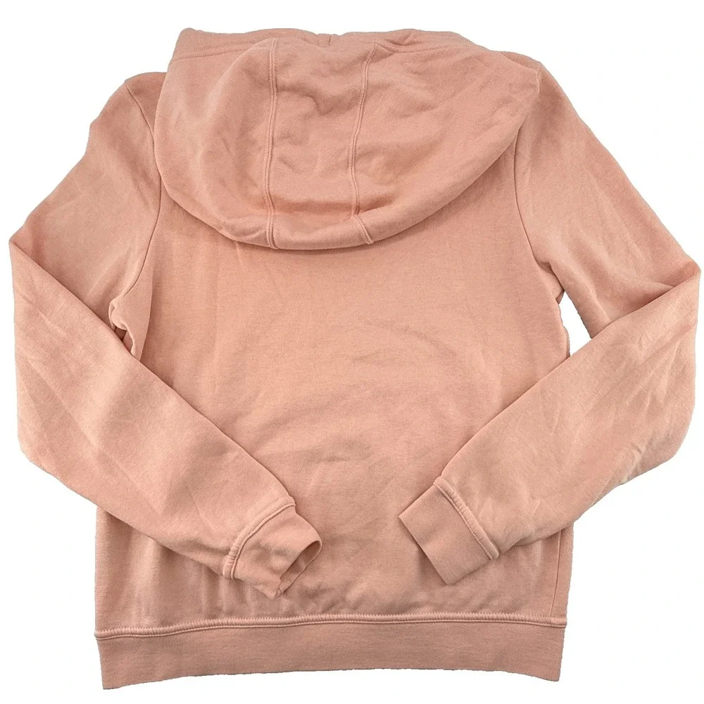 Nike Fleece Pullover‎ Hoodie Womens XS Pink Gold Swoosh Athletic Sweatshirt